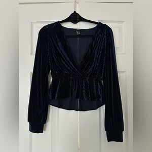 Forever 21 Deep Blue Velvet peplum top